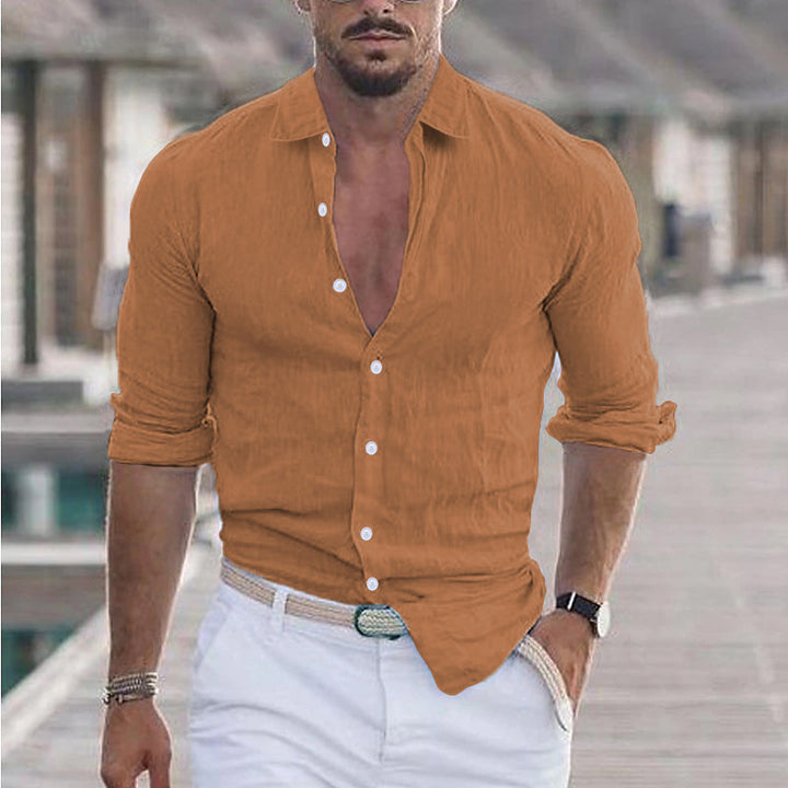 Chemise en lin pour homme avec col rabattu - Dino