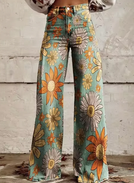 Anzhela - Pantalon large avec imprimé coloré