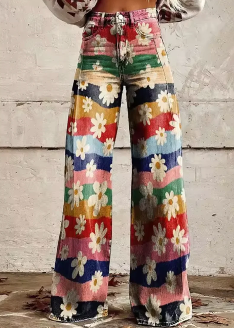 Anzhela - Pantalon large avec imprimé coloré
