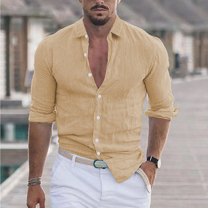 Chemise en lin pour homme avec col rabattu - Dino