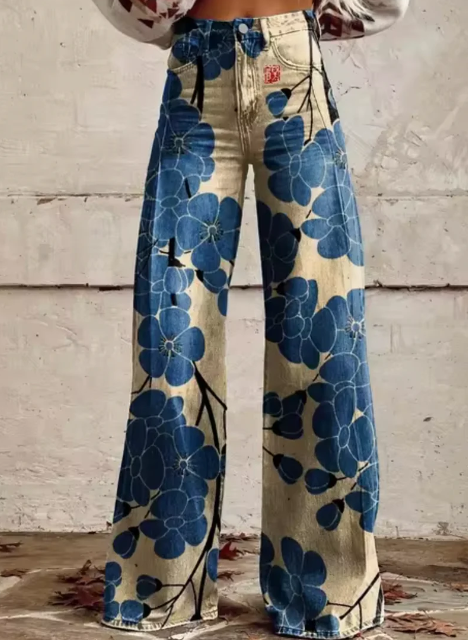 Anzhela - Pantalon large avec imprimé coloré