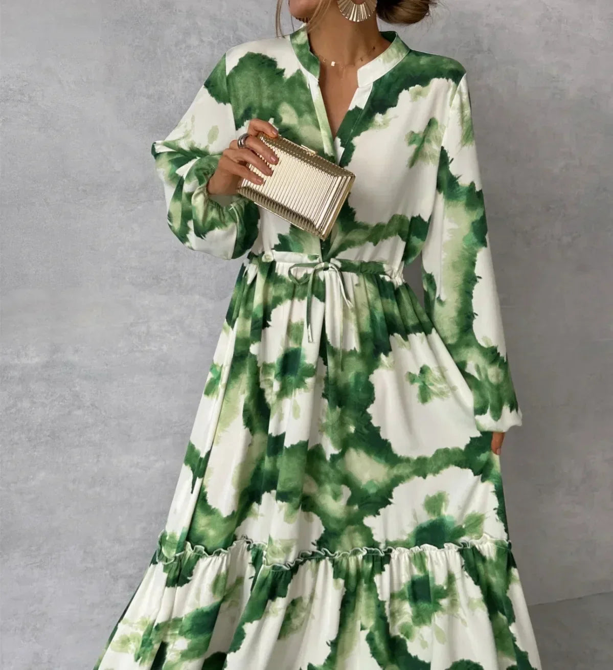Cerena – Elégante maxi-robe à manches longues
