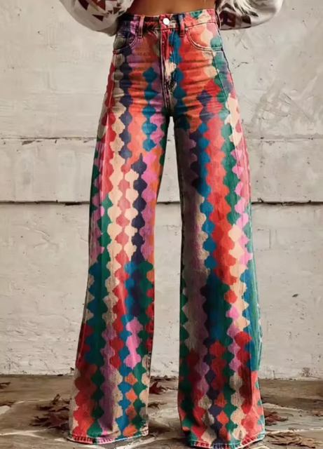 Anzhela - Pantalon large avec imprimé coloré