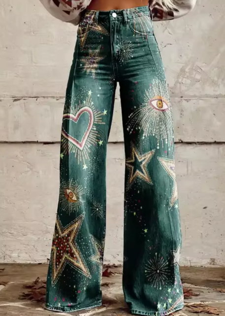 Anzhela - Pantalon large avec imprimé coloré