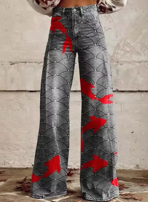 Anzhela - Pantalon large avec imprimé coloré