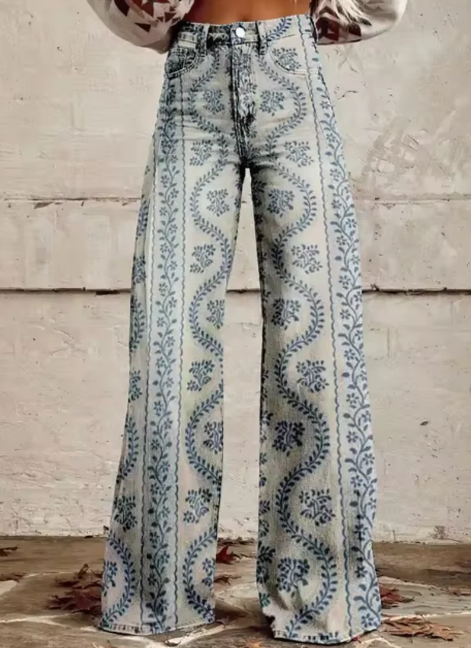 Anzhela - Pantalon large avec imprimé coloré