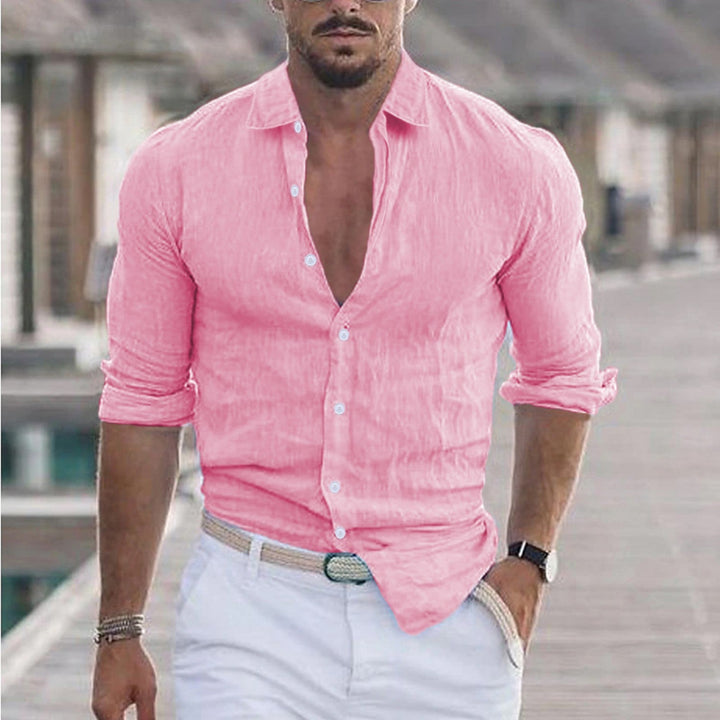 Chemise en lin pour homme avec col rabattu - Dino
