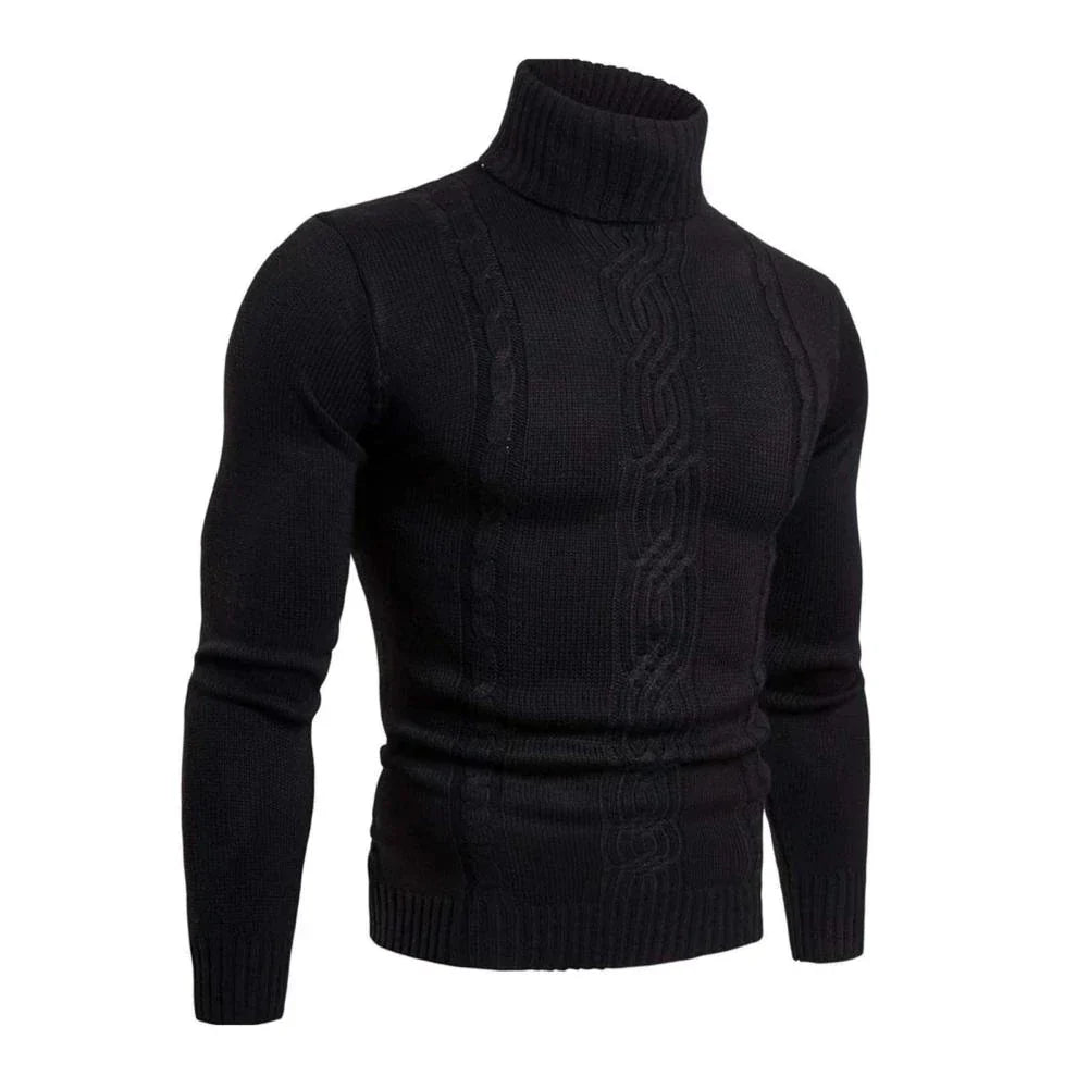Pull à col roulé en coton avec motif en tricot câblé - Lucian