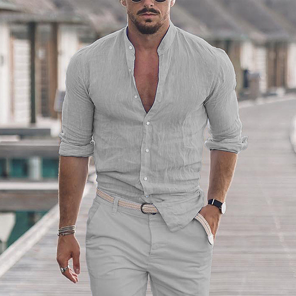 Chemise en lin pour homme avec col rabattu - Dino