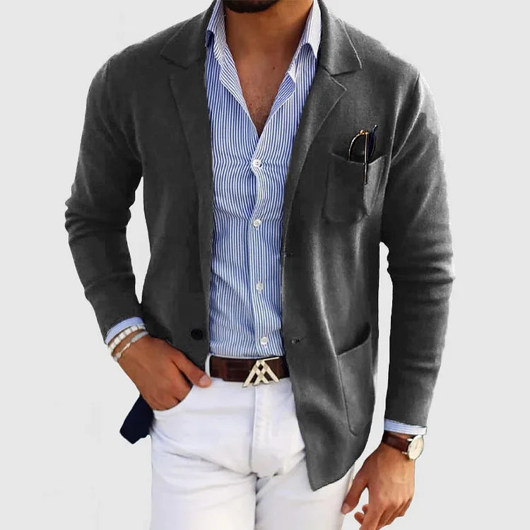 Blazer stylé pour homme avec poches à boutons et col à revers - Nico