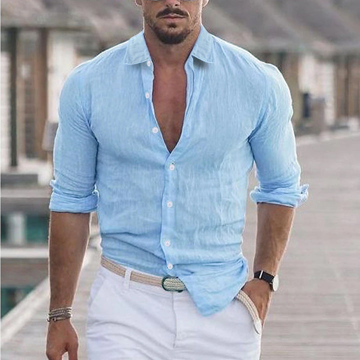 Chemise en lin pour homme avec col rabattu - Dino