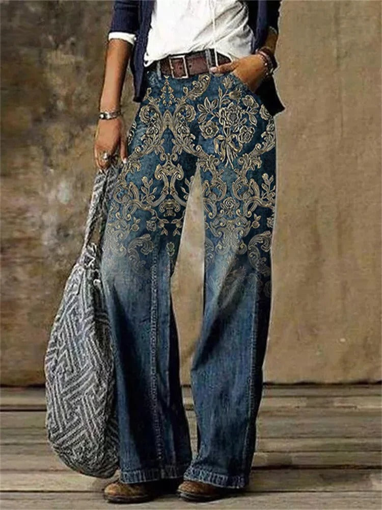 Olivette - Pantalon en denim sergé de coton de haute qualité