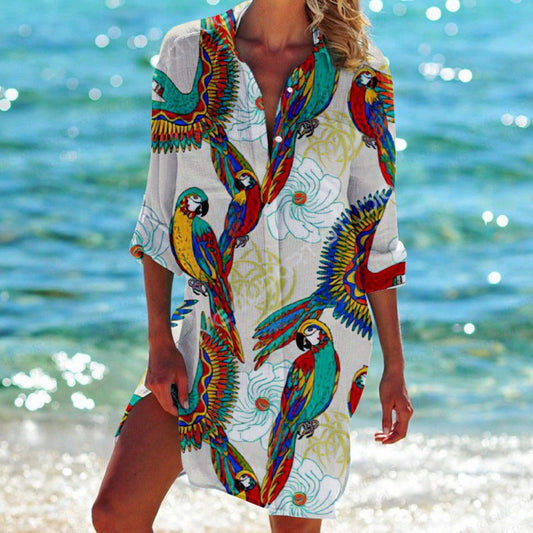 Celia - Hemdkleid imprimé tropical
