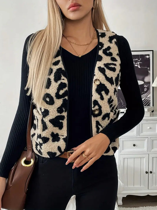 Clara - Gilet élégant avec motif léopard et décolleté en V pour femmes