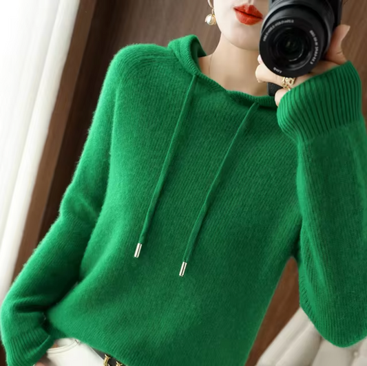 Cenna – Sweat à capuche tricoté en laine de cachemire