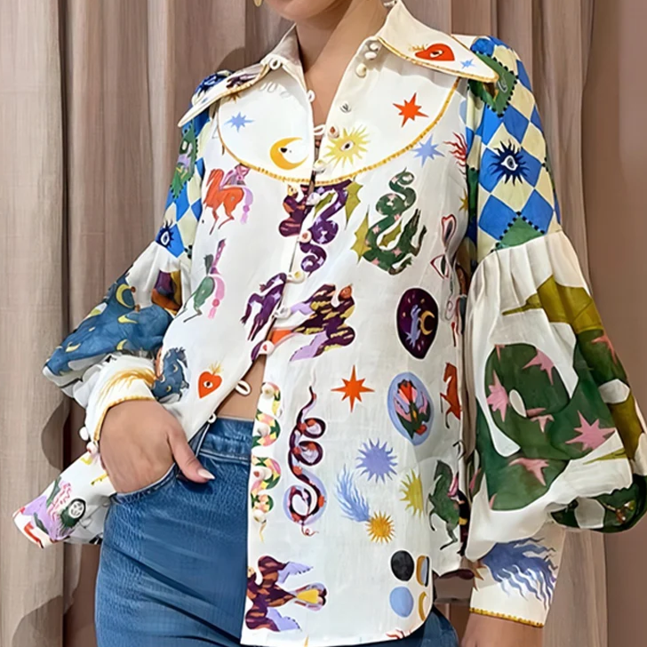 Nora - Top coloré imprimé