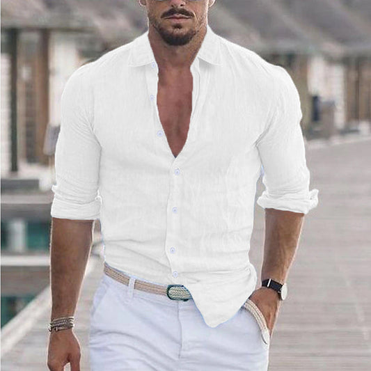 Chemise en lin pour homme avec col rabattu - Dino