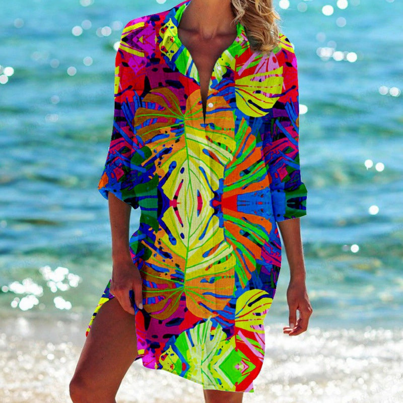 Celia - Hemdkleid imprimé tropical