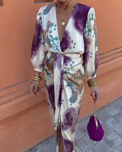 Robe fendue imprimée chic