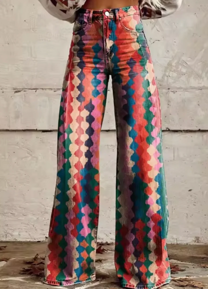 Anzhela - Pantalon large avec imprimé coloré