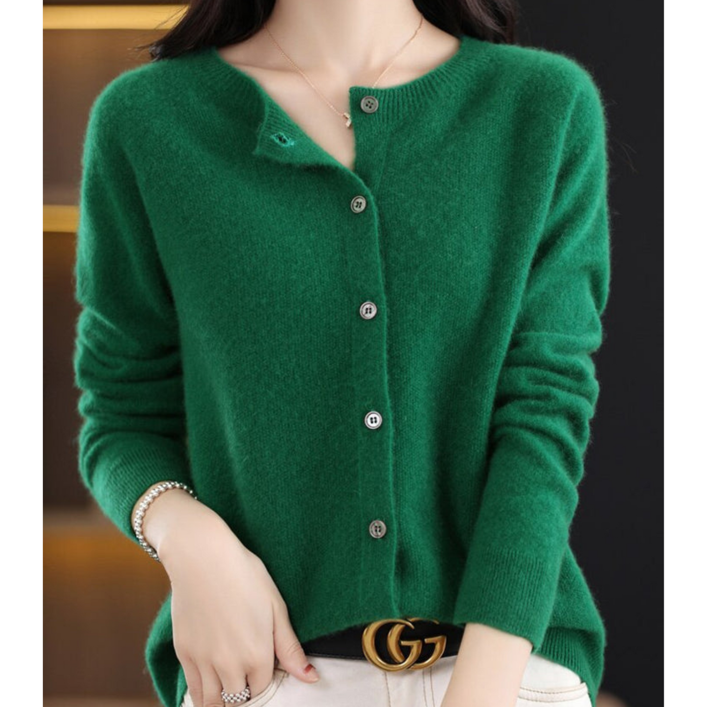 Pull cardigan à col O pour femmes en pure laine mérinos