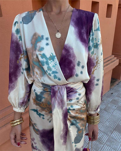 Robe fendue imprimée chic