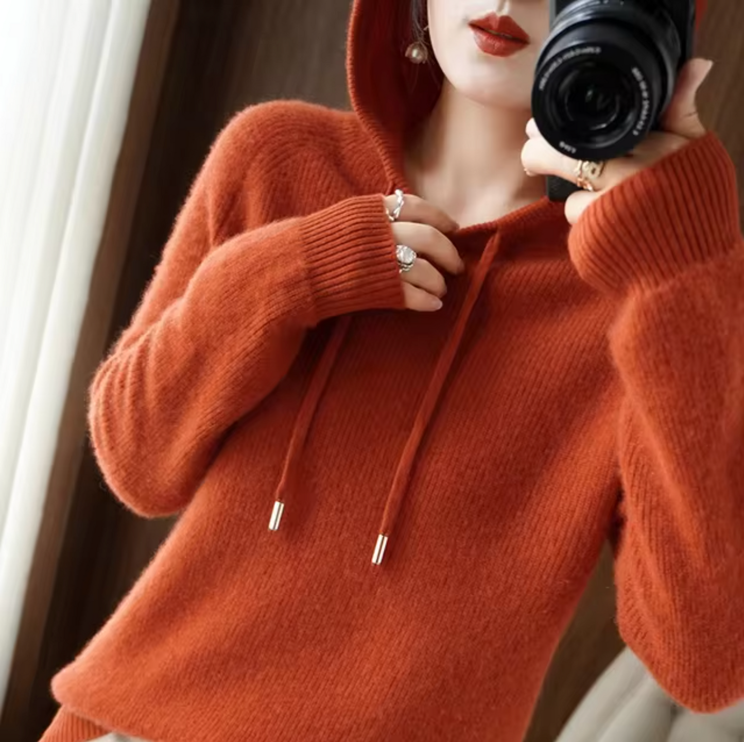 Cenna – Sweat à capuche tricoté en laine de cachemire