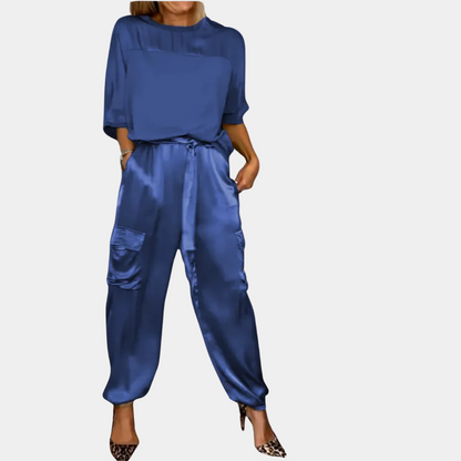 Danika - Elégant ensemble chic en satin [haut+pantalon]