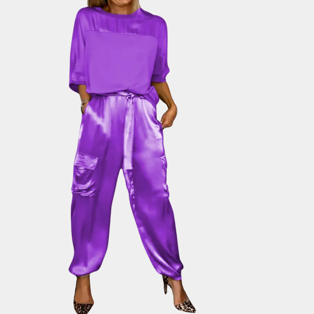 Danika - Elégant ensemble chic en satin [haut+pantalon]