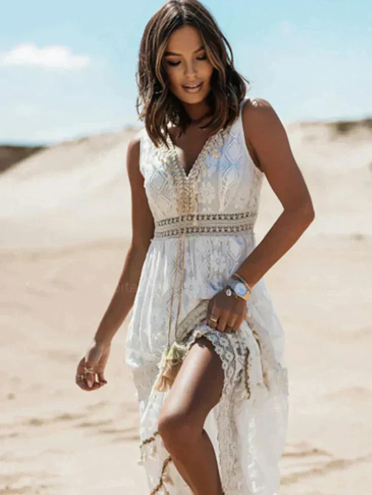 Reba -  Robe sans manches en dentelle boho