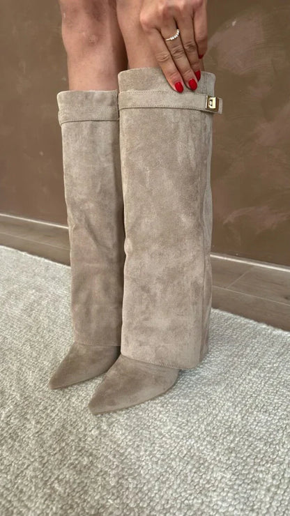 Elisara -Bottes de haute qualité en daim au genou