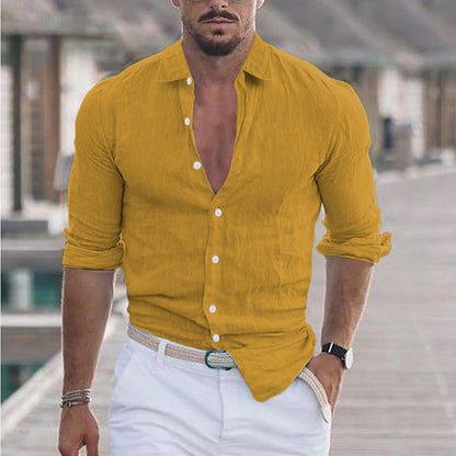Chemise en lin pour homme avec col rabattu - Dino