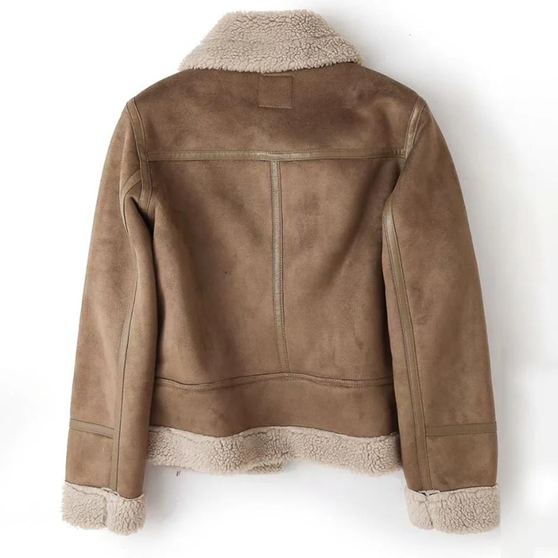 Macie - Veste en cuir avec doublure en sherpa