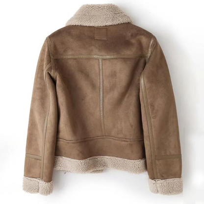 Macie - Veste en cuir avec doublure en sherpa