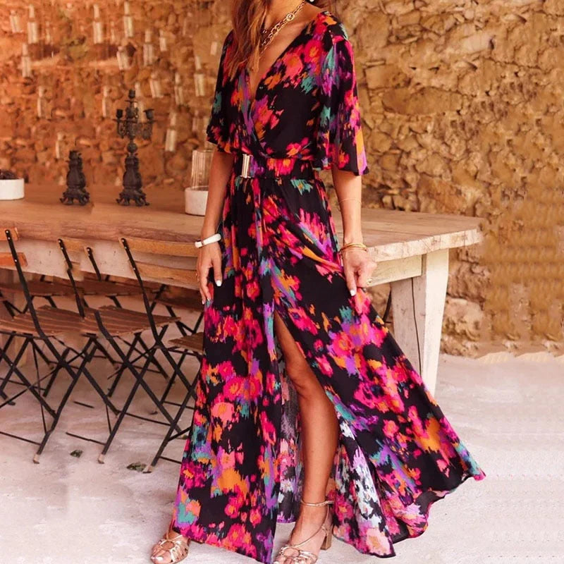 Vina - Maxi-robe imprimée stylée avec fente