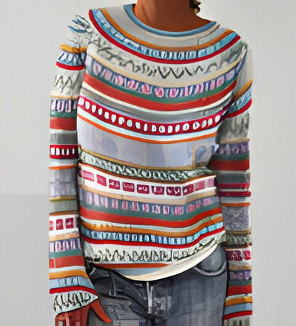Gia - Pull-over en maille à la mode avec encolure en O