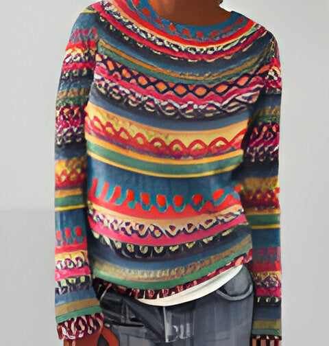 Gia - Pull-over en maille à la mode avec encolure en O