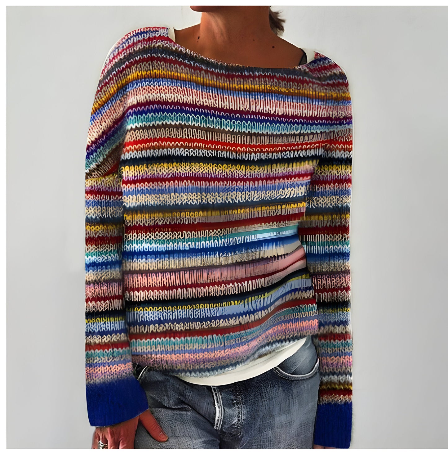 Gia - Pull-over en maille à la mode avec encolure en O