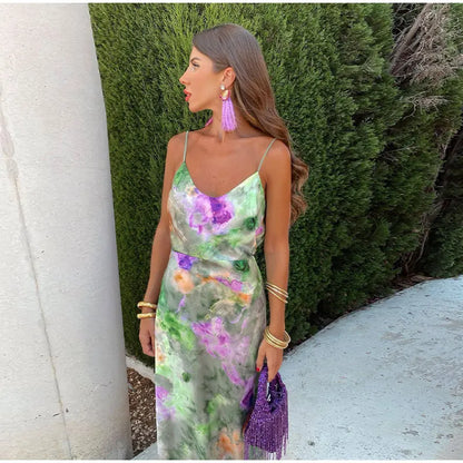 Anisten - Maxi-robe colorée et sexy avec imprimé halo-dye et écharpe amovible