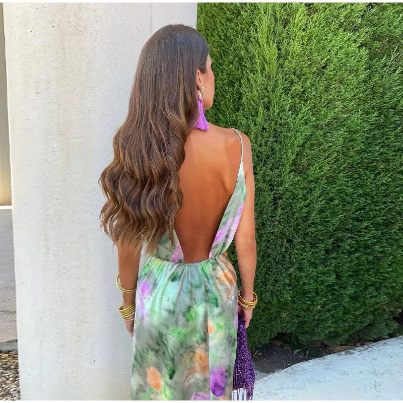 Anisten - Maxi-robe colorée et sexy avec imprimé halo-dye et écharpe amovible