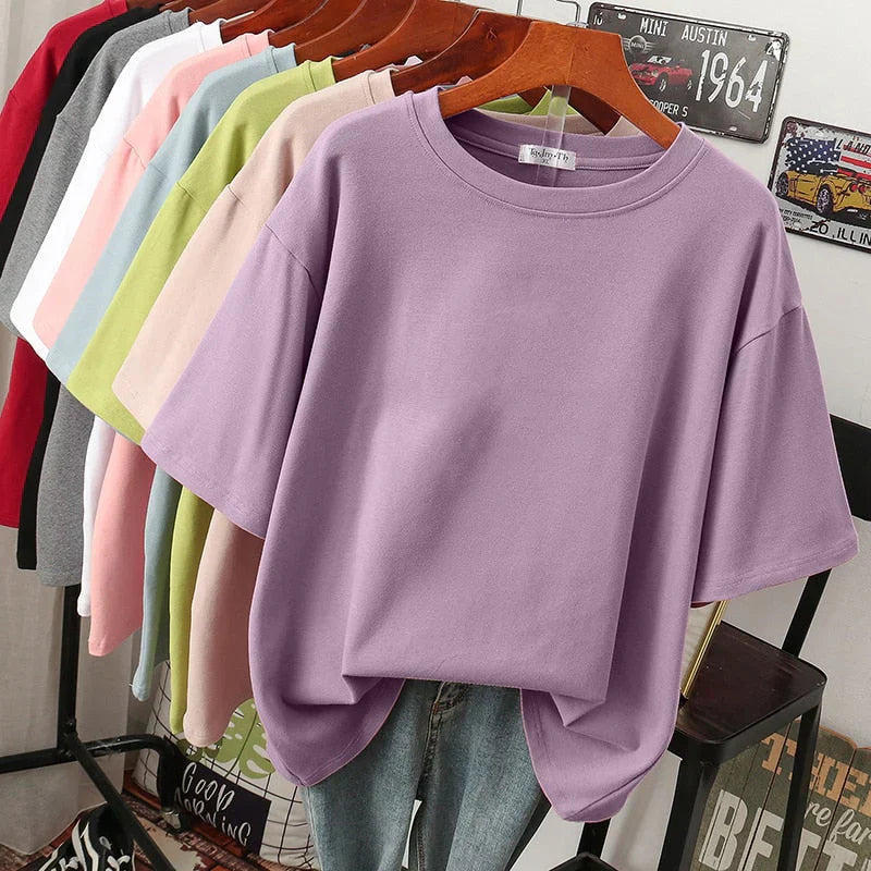 Rhoswen – T-shirt en coton surdimensionné