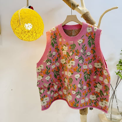 Lavinia | Gilet tricoté de style coréen Pink Peach Blossom
