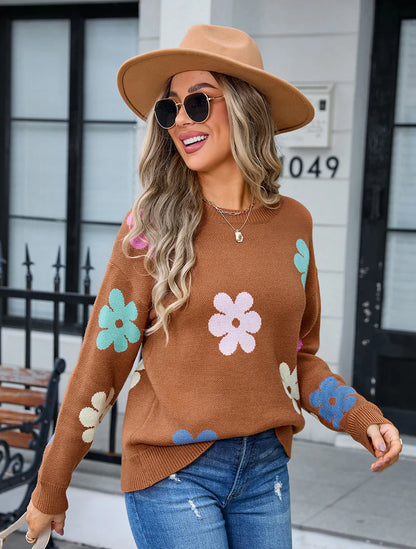 Aislin | Pull décontracté en crochet à fleurs