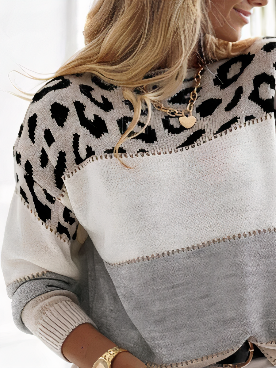 Zinnia - Pull Tricoté à Motif Panthère