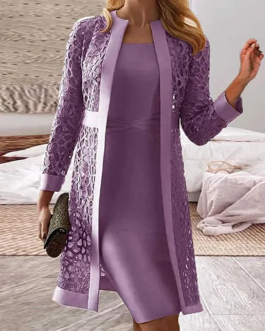 Lucy - Femme Dentelle Cardigan Robe Deux pièces Set