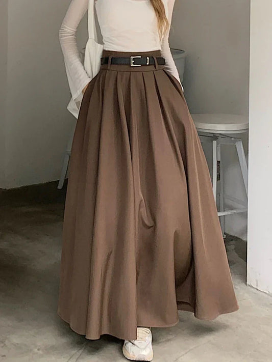 Mirella – Longue jupe plissée à taille haute