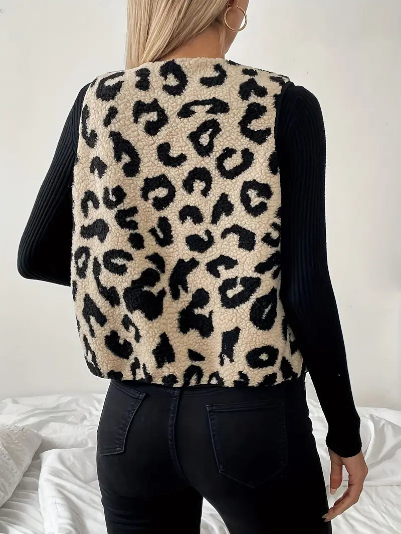 Clara - Gilet élégant avec motif léopard et décolleté en V pour femmes