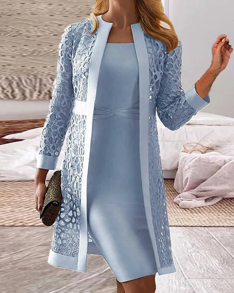 Lucy - Femme Dentelle Cardigan Robe Deux pièces Set