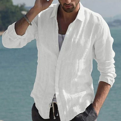 Chemise vintage en lin uni avec col rabattu – Jam