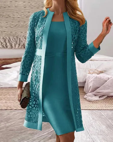 Lucy - Femme Dentelle Cardigan Robe Deux pièces Set